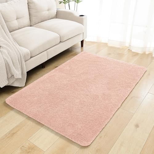 Polyester Bathroom Rug 40"x60" Dusty Pink, Large Soft Bath Mat by Kildoss