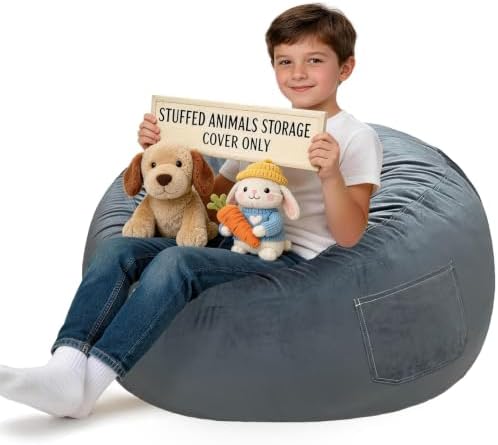 Lukeight Stuffed Animal Storage Bean Bag Chair Cover by Lukeight