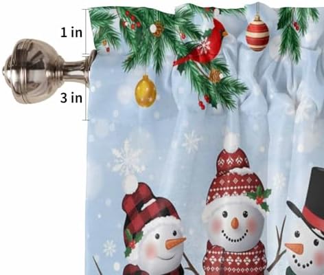 Christmas Kitchen Curtains and Valances Set, Snowman Cardinal Window Treatments - Image 7
