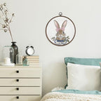 GWFSJYU Bunny Framed Wall Art, Chinoiserie Rabbit Round Canvas Prints Wall Art - Image 6