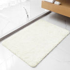 Polyester Bathroom Rug 24"x36" Cream, Non-Slip Soft Shaggy Bath Mat by Kildoss