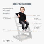 FORNEL Modern White Wooden High Chair | The Forever Chair that Grows from - Image 3