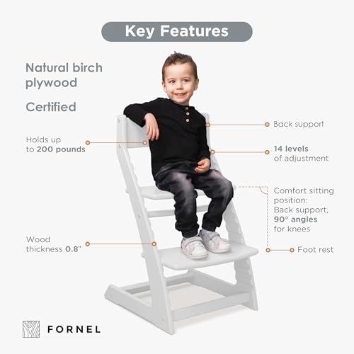 FORNEL Modern White Wooden High Chair | The Forever Chair that Grows from - Image 3