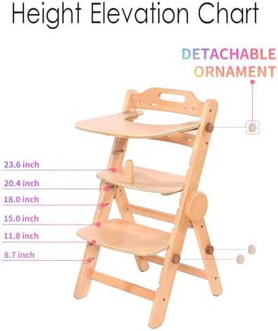 Wooden High Chair for 6+ Months to 300 Lb, Folding - Image 3