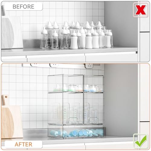 Yieach 5 Set Clear Stackable Storage Drawers and Acrylic Drawer Organizer - Image 5