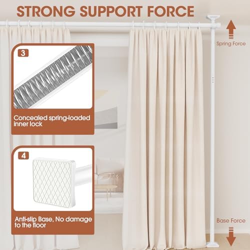 SUNALLY Room Divider Curtain Rod 4-10ft28-171in Room Separator - Image 3