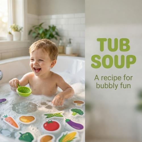 Scoop, Stir & Play Toddler Bath Toy | Floating Foam Veggies, Ladle - Image 2