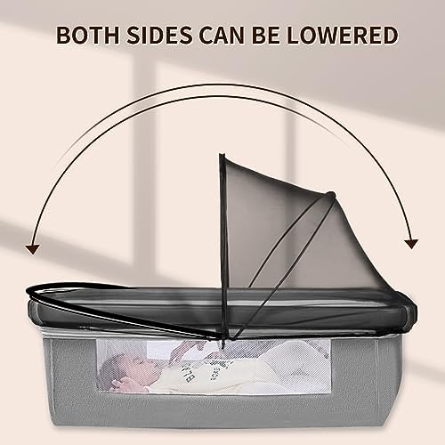 DUOMI Bassinet Cover with Two-Way Zipper, Portable Bassinet Mosquito Net Cover - Image 4