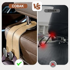 CoBak Extra Wide Car Seat Back Hooks, Premium Stitched Leather Headrest Hangers - Image 3
