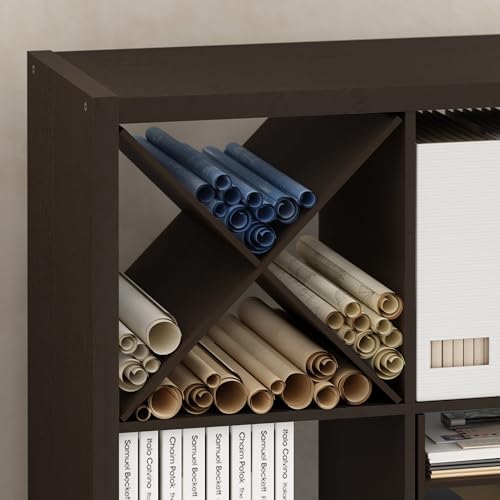 Furinno Cubicle X-Shelf Cube Insert, Cube Organizer, Dark Oak - Image 5