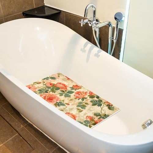 Shower Mat Non Slip 26.8 x 15.1 Inches, Vintage Rose Bathtub Mat Shower Stall - Image 5