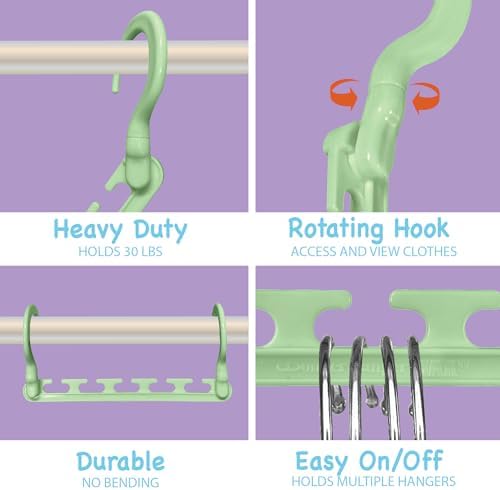 Wonder Hanger Max Space Saving Hangers, 360° Hooks, Pastel Green - Image 3