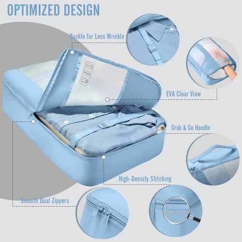 Veken 8 Set Packing Cubes for Travel Essentials, Anti-Wrinkle Buckled Suitcase - Image 4