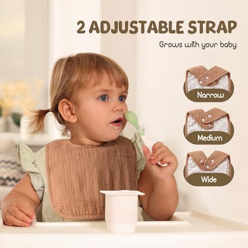 POIKSHARK 6-Pack Muslin Baby Bibs - Image 3