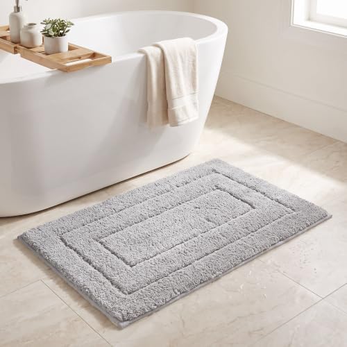 GRANNY SAYS Gray Bathroom Rug 36" x 24", Non-Slip Microfiber Bath Mat by GRANNYSAYS