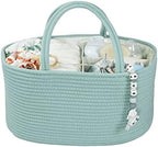 XUANGUO Large Cotton Rope Baby Diaper Caddy Organizer Basket Light Green by XUANGUO