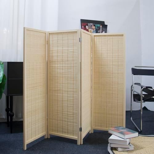 Furnnylane 4 Panel Short Room Divider Screen, Small Bamboo Panel Divider - Image 5