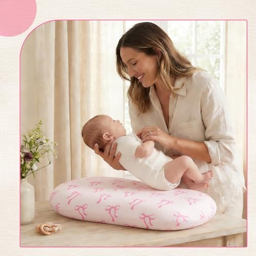Croblissful 2 Pack Pink Bow Baby Lounger Cover Coquette Baby Nursery - Image 4