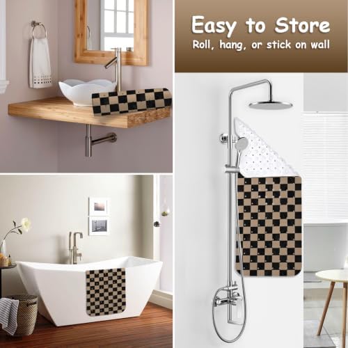 Bathtub Mat Non Slip, Checkered Extra Long Bath tub Mat Shower Floor Mat - Image 4