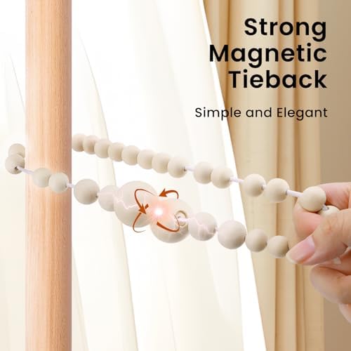 KLOGTSIND Magnetic Curtain Tiebacks, 2 Pack Wood Bead Curtain Holdbacks - Image 6
