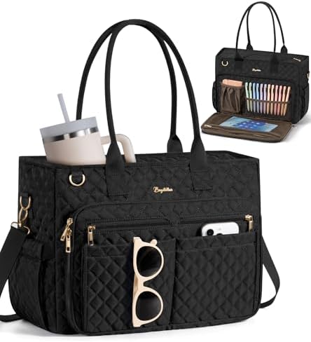 Bagstellar Teacher Tote Bag for Women, 15.6" Laptop Work Tote Computer Bag by Bagstellar