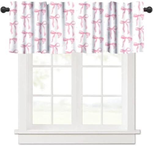 Pink Bow Window Valance, Watercolor Cute Girls Pink Bow Modern Aesthetic Print - Image 6
