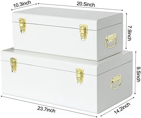 Vixdonos Metal Trunk Decorative Storage Box Set of 2 College Dorm Chest - Image 2