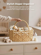Baby Diaper Caddy Organizer, Handwoven Nursery Basket - Image 2