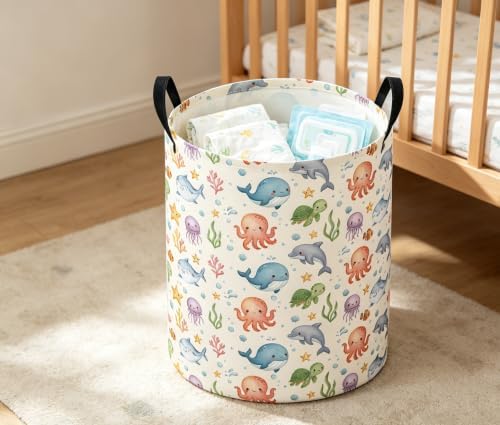Baby Laundry Basket Baby Nursery Hamper Kids Laundry Basket Toy Storage Bin - Image 6