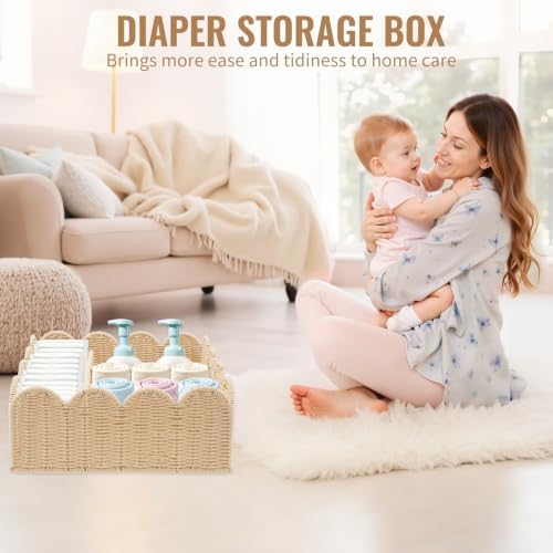 Diaper Caddy Organizer, Scalloped Changing Table Organizer - Image 4