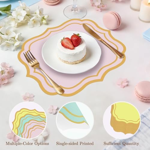 Stuffygreen 100 Pcs Pastel Paper Placemats 13.4 x 12 Inch Disposable Easter - Image 3