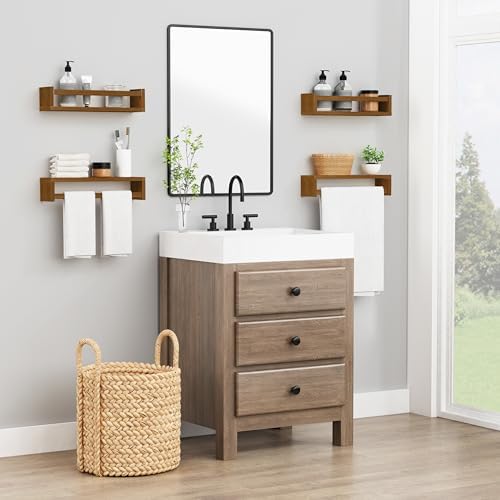 Forbena Dark Wood Nursery Kids Bookshelf Wall Mounted, Wooden Floating Nursery - Image 5