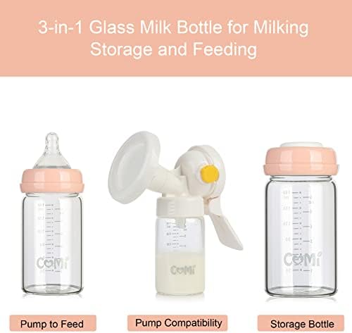 COMI Wide Neck Glass Breastmilk Collection n Storage Bottle, 6oz - Image 2