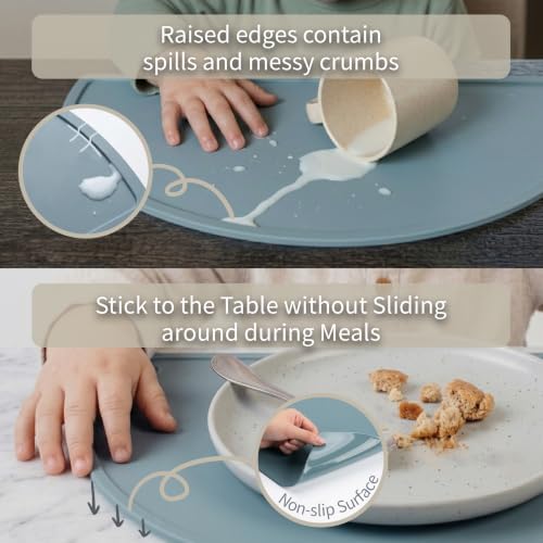 Silicone Placemats for Babies, Toddlers & Kids, BPA-Free Non-Slip Baby Table - Image 3