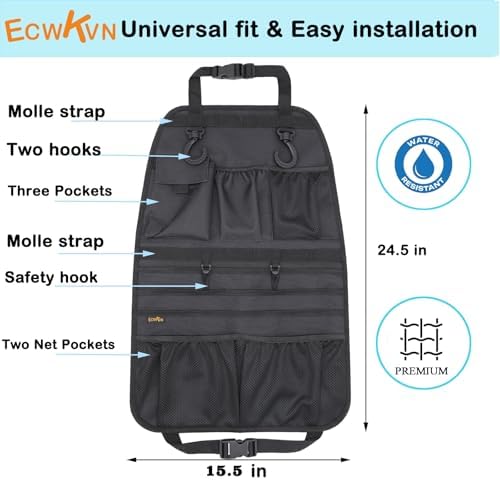 ECWKVN Car Seat Back Organizer, Heavy Duty Back Seat Organizer - Image 2