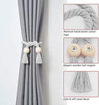 NICEEC 4 Pack Wooden Ball Magnetic Curtain Tiebacks Boho Home Decor Drape Tie - Image 3