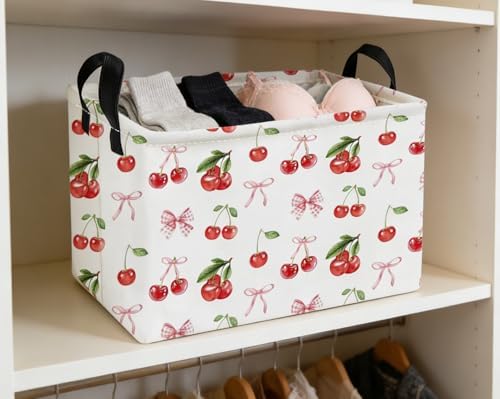 Essme Rectangular Kids Baskets, Cherry Storage Box, Cute Basket - Image 4