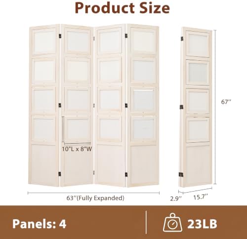 4 Panel Photo Room Divider, Folding Privacy Screen Decorative - Image 5