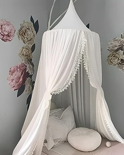 OldPAPA Kids Bed Canopy with Pom Pom Hanging Mosquito Net by OUFANPU