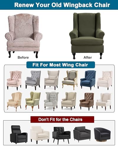 CRFATOP Wingback Chair Covers Wing Armchair Slipcovers - Image 3