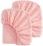 NTBAY Crib Muslin Fitted Sheets, 2 Pack, 28 x 52, Coral Pink by NTBAY
