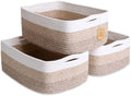 Woven Rope Baskets for Organizing, 3 Pack, 15.5 x 11 x 5.5" Storage Bins by NaturalCozy