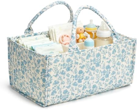Diaper Caddy Organizer, Cute Floral Nursery Storage Basket, Soft Portable by Ankick