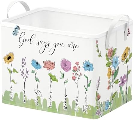 Runtoo Christian Bible Verse Floral Nursery Decor Baby Basket Religious by Runtoo