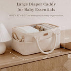 Konssy Baby Diaper Caddy Organizer, Corduroy Nursery Storage Basket - Image 3