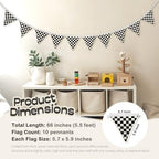 Boys Room Checkered Flag Banner 5.5Ft, Cars Room Decor - Image 6