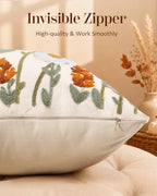 Embroidered Throw Pillow Cover, 18x18 Inch, Fall Wildflower - Image 3