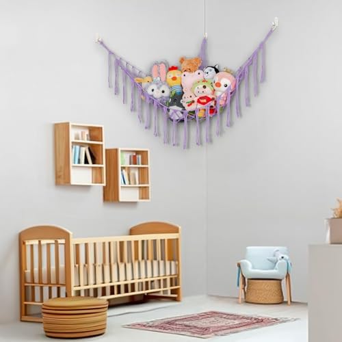 Stuffed Animal Hammock Corner, Hand-knitted Large Plushie Net Toy Hammock - Image 5