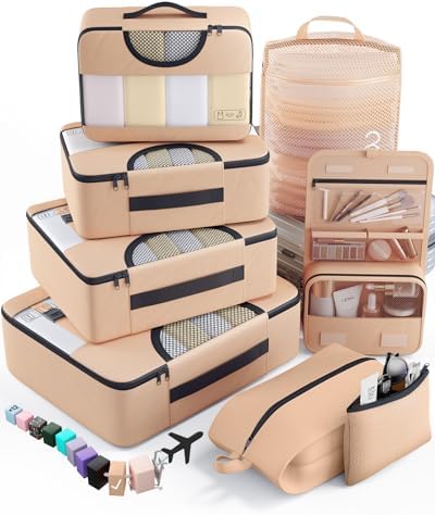 Veken 8 Set Packing Cubes for Travel Essentials, Suitcase Organizer Bags in 4 by Veken