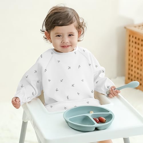 Susurration Baby Long Sleeve Bib Waterproof Sleeved Bib Smock - Image 3